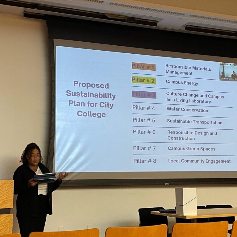 Jerilys Perez presents on CCNY Campus Sustainability for the capstone team's final presentation in the Spring, 2023 semester.